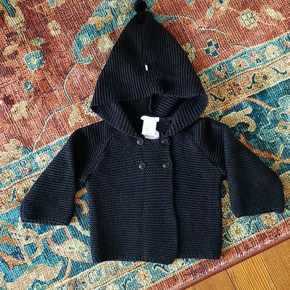Jacadi Paris black hooded baby sweater